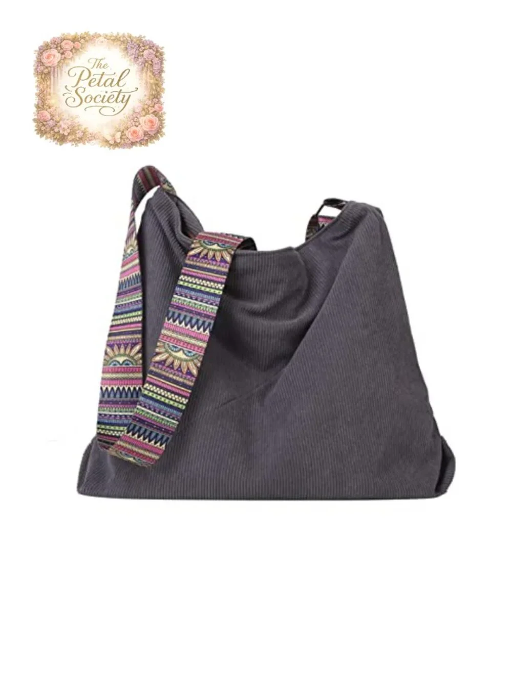 Corduroy Tote Bag Large Hobo Shoulder Handbag with Zippered Pockets